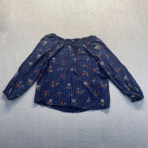 People Womens Blouse Size M  top Pullover Long Sleeve,Floral,  Striped - Picture 8 of 8